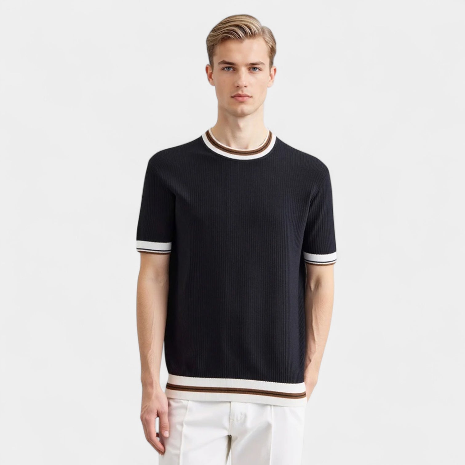 Norrskenberg | Herrstickad T-shirt i Ullmix